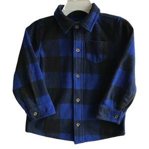 jumping beans Blue Plaid Button down Shirt Fleece